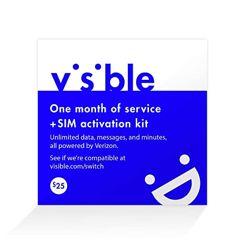 Visible Wireless 1 Month Prepaid Service & SIM Card | Unlimited Data Cell Plan