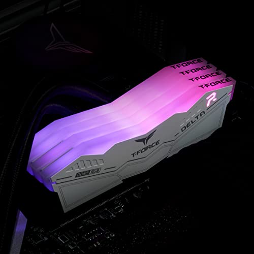 TEAMGROUP T-Force Delta RGB DDR5 32GB Kit 2x16GB 6200MHz Ram White FF4D532G6200HC38ADC01 Bundle with CARDEA A440 Pro Aluminum 1TB NVMe PCIe Gen4 M.2 Gaming SSD R/W 7200/6000 MB/s TM8FPR001T0C128