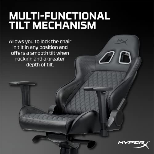 HyperX Jet Black Gamer Chair - Ergonomic Gaming Chair - Leather Upholstery Video Game Chair - Black PC Racing Chair Gaming - Hyper X Chair Gamer - Black Gaming Computer Chair - Gaming PC Chair Office