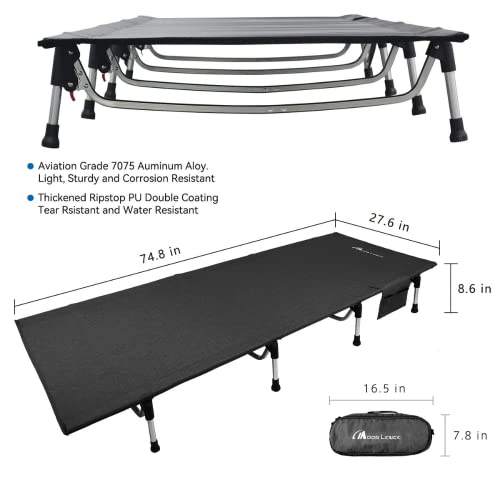 Moon Lence Folding Camping Cot， Outdoor Camping Bed Portable with Carry Bag， Camp Cots for Adults for Hiking Backpacking Car， Camping Outdoor&Indoor&Beach Use