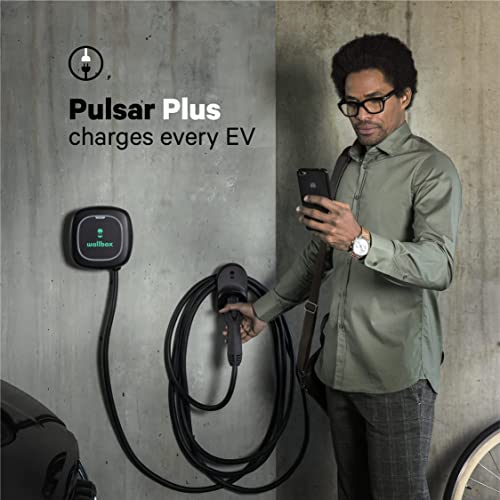 Pulsar Plus Level 2 Electric Vehicle Smart Charger - 40 Amp NEMA Ultra Compact, WiFi, Bluetooth, Alexa and Google Home - 25 Foot Cable - UL Certified - Indoor/Outdoor - by Wallbox