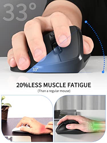 Newtral Ergonomic Mouse,Unique 33 Degree Vertical Wireless Mouse - 2.4GHz Optical Vertical Mice : 3 Adjustable DPI 800/1200/1600 Levels, for Laptop, PC, Computer,Notebook etc, Right Hand( Medium)