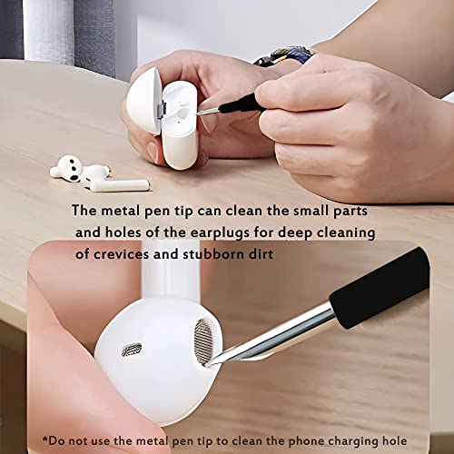 Bluetooth Earbuds Cleaning Pen, Multifunction Airpod Cleaner Kit with Soft Brush for Wireless Earphones Bluetooth Headphones Charging Box Accessories, Computer, Camera and Mobile Phone (Black)