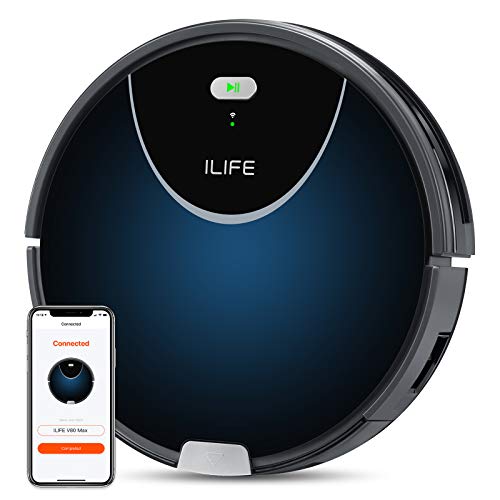 ILIFE V80 Max Robot Vacuum Cleaner, Wi-Fi Connected, 2000Pa Max Suction, Works with Alexa, 750ml Dustbin, Tangle-Free Suction Port, Self-Charging, Ideal for Hard Floor, Pet Hair and Low Pile Carpet