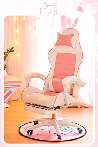 Pink Gaming Chair with Footrest,Lovely Computer Game Chair,Desk Chair for Granddaughter,Sister,Girlfriend,Wife and Love with Headrest,Lumbar Support Gamer Chair,Pink