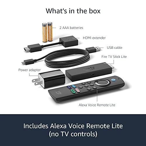 Fire TV Stick Lite with latest Alexa Voice Remote Lite (no TV controls), HD streaming device