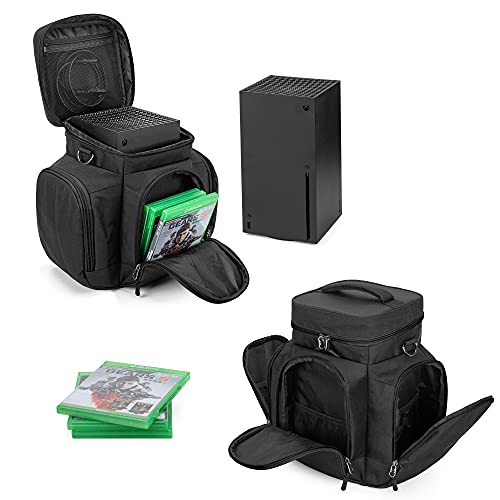 Trunab Console Carrying Case Compatible with Xbox Series X, Travel Bag with Multiple Storage Pockets for Xbox Controllers, Games, Cables, Portable Hard Disk and Other Accessories