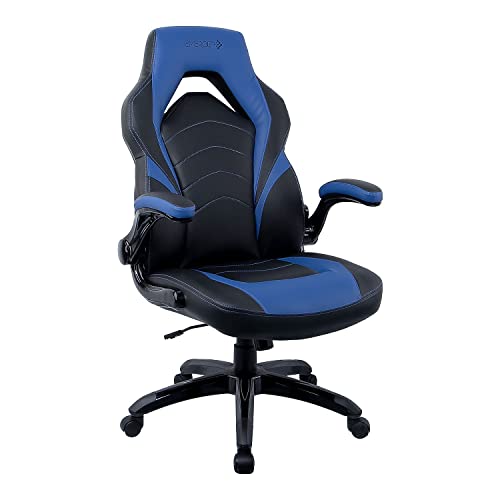 MyOfficeInnovations 2710764 Bonded Leather Gaming Chair, Black/Blue