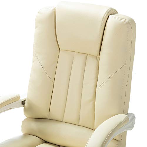 Gaming Chair Ergonomic Padded Arm Swivel High Back Office Desk Chair Reclining Computer Chairs/Ivory