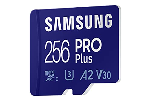 SAMSUNG PRO Plus + Reader 256GB microSDXC Up to 160MB/s UHS-I, U3, A2, V30, Full HD & 4K UHD Memory Card for Android Smartphones, Tablets, Go Pro and DJI Drone (MB-MD256KB/AM)