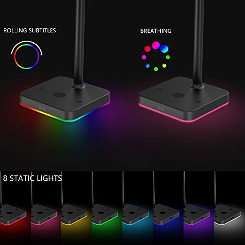 RGB Headphone Stand with Wireless Charger KAFRI Desk Gaming Headset Holder Hanger Rack with 10W/7.5W Fast Charge QI Wireless Charging Pad - Suitable for Gamer Desktop Table Game Earphone Accessories