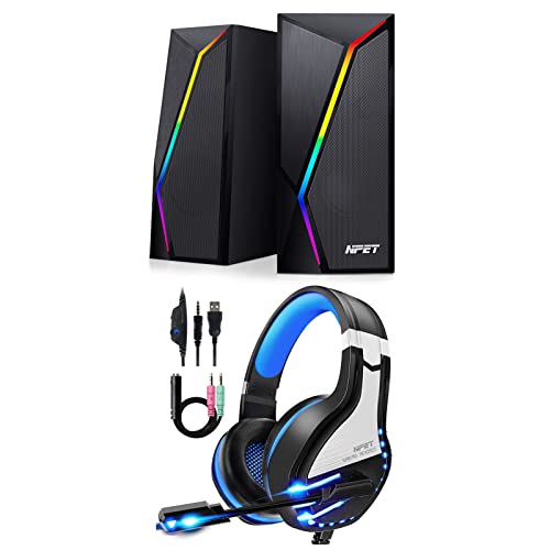 NPET Stereo Gaming Headset and RGB Computer Speakers