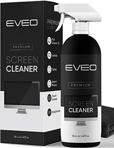 Screen Cleaner Spray (16oz) - Large Screen Cleaner Bottle - TV Screen Cleaner, Computer Screen Cleaner, for Laptop, Phone, Ipad - Computer Cleaning kit Electronic Cleaner - Microfiber Cloth Wipes