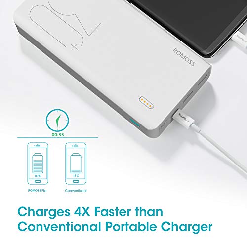 ROMOSS 30000mAh Power Bank Sense 8+, 18W PD USB C Portable Charger with 3 Outputs & 3 Inputs External Battery Pack Cell Phone Charger Battery Compatible with iPhone 13 12, Samsung Galaxy iPad and More
