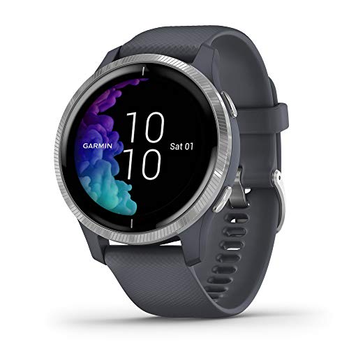 Garmin Venu, GPS Smartwatch with Bright Touchscreen Display & Venu, GPS Smartwatch with Bright Touchscreen Display, Features Music, Body Energy Monitoring, Animated Workouts, Granite Blue and Silver