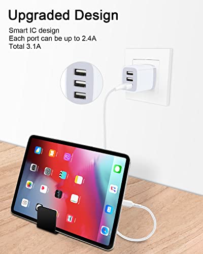 Wall Charger, USB Charger Adapter, 3.1A/3Pack Muti Port Fast Charging Station Power Charge Base Block Plug for iPhone 13 12 Pro/SE/11Pro Max/X/8/7 Plus, Samsung S21/S10/S9/S8, Kindle Fire USB Plug