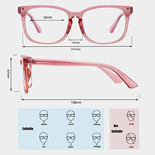 Maxjuli Blue Light Blocking Glasses,Computer Reading/Gaming/TV/Phones Glasses for Women Men(Pink)