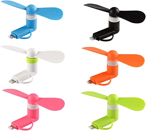 Mini Cell Phone Fan - Colorful and Powerful 2-in-1 Fan for iPhone/iPad/Android Smartphone/Tablet - Cell Phone Summer Accessories - (6-Pack)