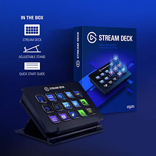 Elgato Stream Deck - Live Content Creation Controller with 15 Customizable LCD Keys, Adjustable Stand, for Windows 10 and macOS 10.13 or Late (10GAA9901)