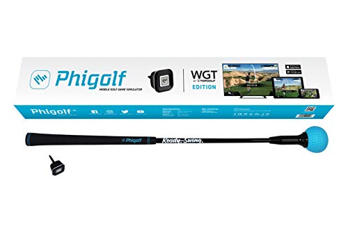 PHIGOLF Home Golf Simulator with Weighted Swing Stick, Indoor & Outdoor Use, Swing Trainer with Motion Sensor & 3D Swing Analysis, Supports Android and iOS Devices, Compatible with WGT & E6 Connect