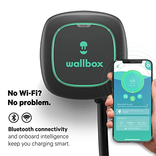 Pulsar Plus Level 2 Electric Vehicle Smart Charger - 40 Amp NEMA Ultra Compact, WiFi, Bluetooth, Alexa and Google Home - 25 Foot Cable - UL Certified - Indoor/Outdoor - by Wallbox