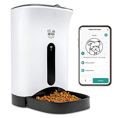 Arf Pets Smart Automatic Pet Feeder with Wi-Fi | Programmable Food Dispenser for Dogs & Cats with Easy App-Controlled Feed Timer, 18-Cup Capacity, Dishwasher-Safe Bowl & Bucket | for iPhone & Android