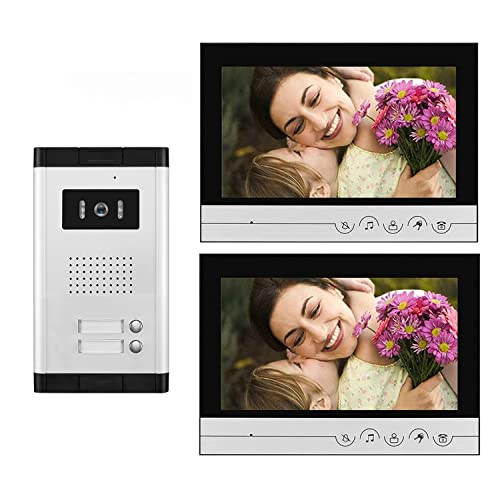 2 Units Apartment Wired Video Intercom System,Video Door Phone System with 9 inches Monitor, Video Doorbell Kit Camera, Support Monitoring, Unlock, Dual Way Intercom,for Home Security