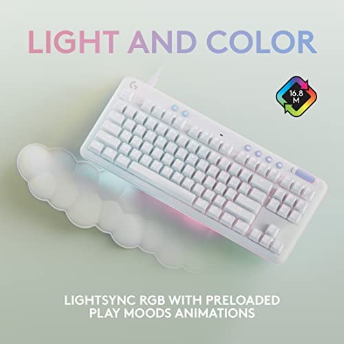 Logitech G713 Wired Mechanical Gaming Keyboard with LIGHTSYNC RGB Lighting, Clicky Switches (GX Blue), and Keyboard Palm Rest, PC and Mac Compatible, White Mist