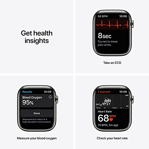 Apple Watch Series 7 [GPS + Cellular 45mm] Smart Watch w/ Graphite Stainless Steel Case with Abyss Blue Sport Band. Fitness Tracker, Blood Oxygen & ECG Apps, Always-On Retina Display, Water Resistant