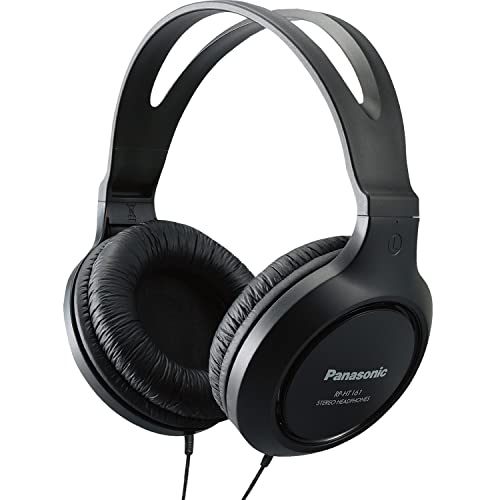 Panasonic Headphones, Lightweight Over the Ear Wired Headphones with Clear Sound and XBS for Extra Bass, Long Cord, 3.5mm Jack for Phones and Laptops – RP-HT161-K (Black)