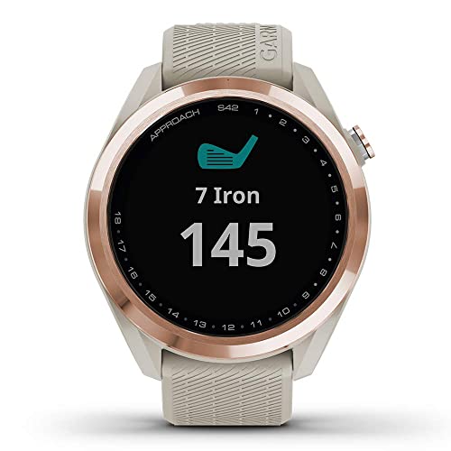 Garmin Approach S42 (Rose Gold/Light Sand) Womens Golf GPS Watch | Golfer's Bundle with Portable Charger & HD Tempered Glass Screen Protectors | 42,000+ Courses, Green View True Shape & F/M/B Yardage