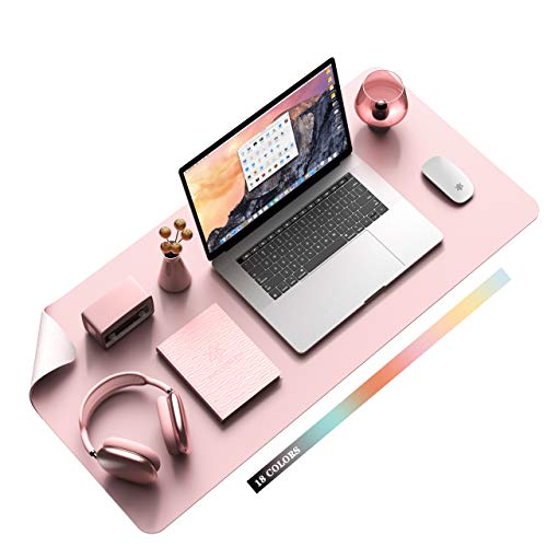 Writing Desk Pad Protector, YSAGi Anti-Slip Thin Mousepad for Computers,Office Desk Accessories Laptop Waterproof Desk Protector for Office Decor and Home (Pink, 35.4" x 17")