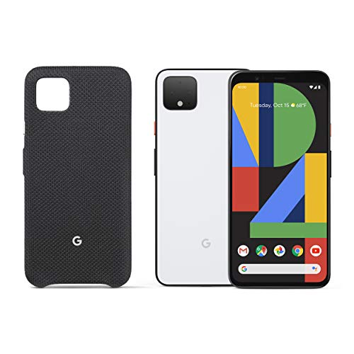 Google Pixel 4 XL - Clearly White - 128GB - Unlocked with Pixel 4 XL Case, Just Black (GA01276)