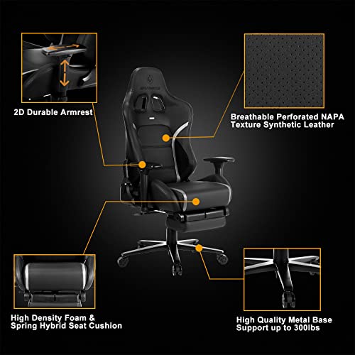 AOTU Gaming Chair Office Chair PC Chair with Footrest, Ergonomic High Backrest and Seat Height Adjustable Swivel Recliner, Video Gaming Chair with Headrest Pillow and Lumbar Support