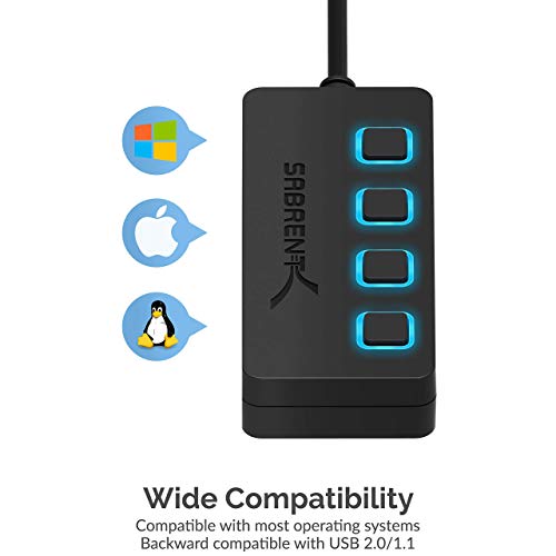 Sabrent 4-Port USB 3.0 Hub with Individual LED Power Switches (HB-UM43)