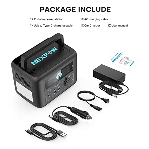 NEXPOW Portable Power Station 300W(Peak 500W),296Wh Lithium Battery 80000mAh , 2-60W PD and110V/330W Pure Sine Wave AC Outlets, Solar Generator (Solar Panel Not Included )for Outdoor Camping/RVs/Home