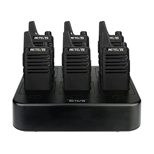 Retevis RT22 Walkie Talkies Rechargeable Hands Free 2 Way Radios Two-Way Radio(6 Pack) with 6 Way Multi Gang Charger