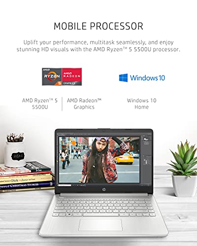 HP 14 Laptop, AMD Ryzen 5 5500U, 8 GB RAM, 256 GB SSD Storage, 14-inch Full HD Display, Windows 10 Home, Thin & Portable, Micro-edge & Anti-glare Screen, Long Battery Life (14-fq1021nr, 2021)