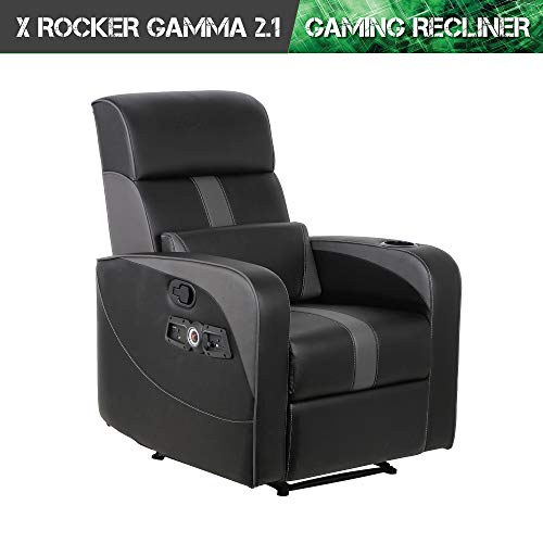 X Rocker Gamma 2.1 Bluetooth Gaming Recliner Chair, 34.84" x 30.31" x 39.37", Black