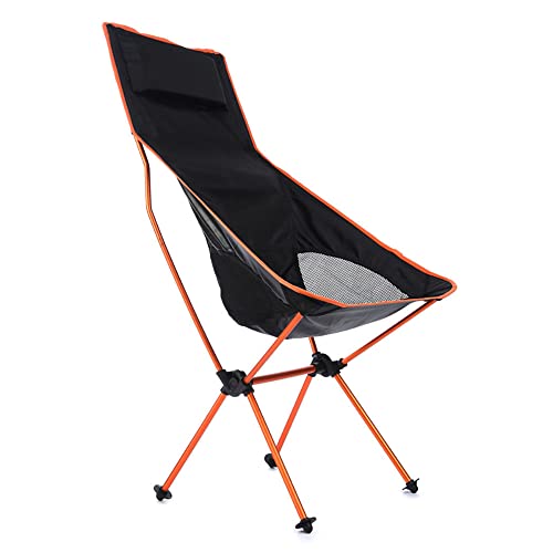 Portable Compact Ultralight High Back Moon Chair with Carry Bag for Hiking, Outdoor Camping, Backpacking, Festival, Travel, Beach, Picnic, Fishing (Orange)