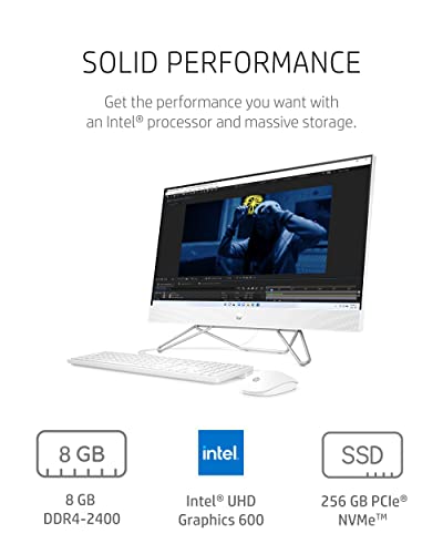 HP 23.8” All-in-One Desktop PC, Intel Celeron Processor J4025, 8 GB RAM, 256 GB SSD, Full HD Micro-Edge Display, Windows 11 Home, 720p Privacy Webcam, Wi-Fi and Bluetooth Combo (24-cb0010, 2022)