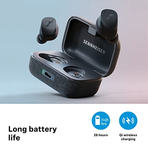 Sennheiser MOMENTUM True Wireless 3 Earbuds -Bluetooth in-Ear Headphones for Music & Calls with Adaptive Noise Cancellation, IPX4, Qi Charging 28-Hour Battery Life, Graphite, 700074
