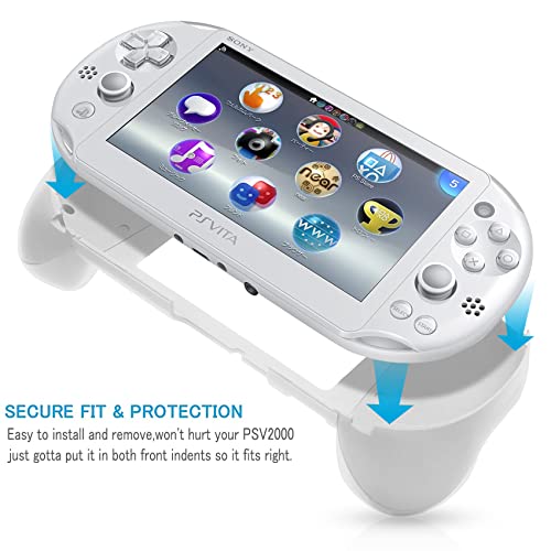 Gorliskl Hand Grip Handle Joypad Protective Case with L2 R2 Trigger Button Grip Shell Controller Protective Case for Sony Playstation PS Vita 2000 PSV 2000 PS Vita Slim.（White）