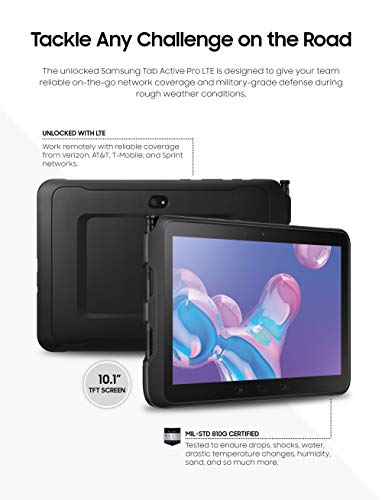 Samsung Galaxy Tab Active PRO 10.1" | 64GB & LTE (UNLOCKED) Water-Resistant Rugged Tablet, Black – SM-T547UZKAXAA