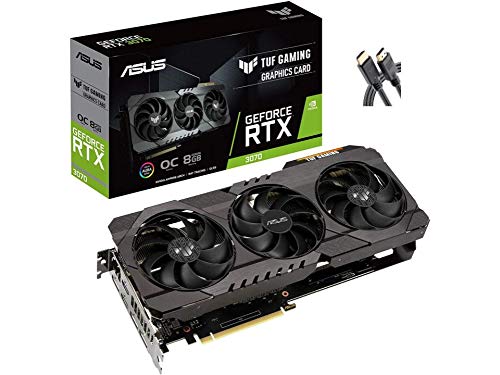 2021 Newst ASUS TUF Gaming GeForce RTX 3070 OC Edition Graphics Card- PCIe 4.0, 8GB GDDR6, HDMI 2.1 , DisplayPort 1.4a, Dual Ball Fan Bearings+AllyFlex HDMI Cable