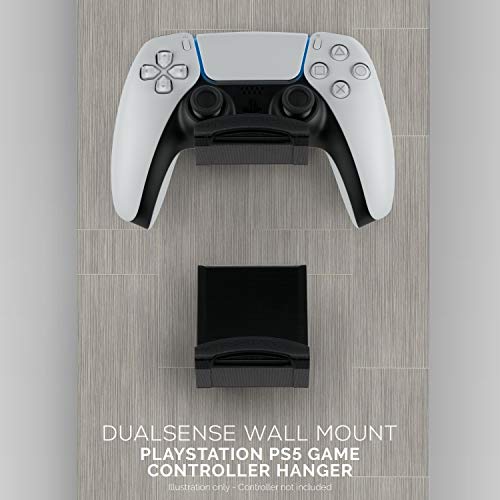 Game Controller Wall Mount (2 Pack) for PS5 DualSense Holder Hanger Stand Bracket for Playstation PS5 Gamepad, No Screws, Strong VHB Adhesive (Black), by Brainwavz