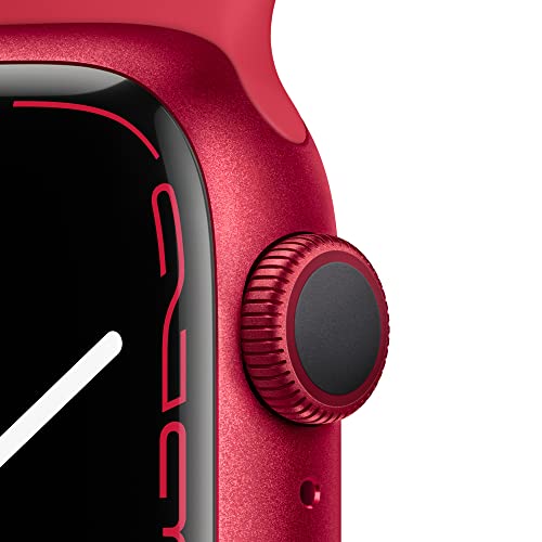 Apple Watch Series 7 [GPS 41mm] Smart Watch w/ (Product) RED Aluminum Case with (Product) RED Sport Band. Fitness Tracker, Blood Oxygen & ECG Apps, Always-On Retina Display, Water Resistant - AOP3 EVERY THING TECH 