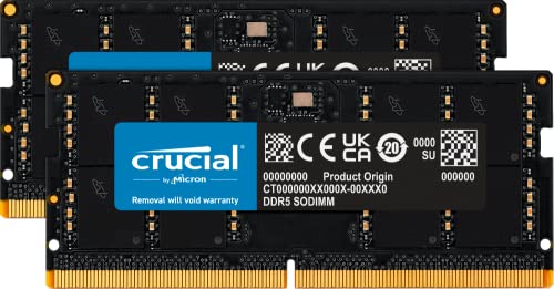 Crucial RAM 32GB Kit (2x16GB) DDR5 4800MHz CL40 Laptop Memory CT2K16G48C40S5