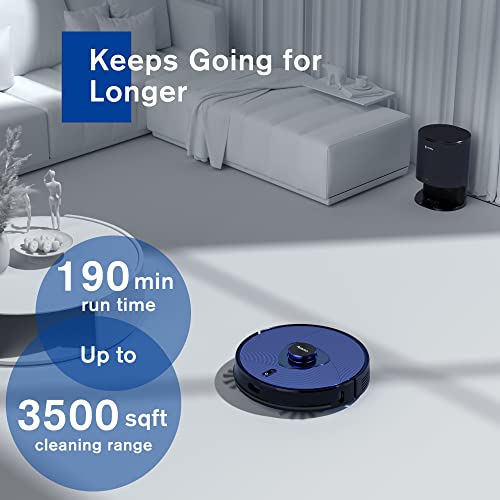 Coredy L900X Robot Vacuum with Self-Emptying Station, Up to 60 Days for Hands-Free Cleaning, 2700Pa Max Suction with Carpet Boost, Alexa, No-Go Zones, 190mins Run-Time, Ideal for Pet Hairs