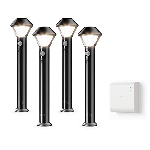Ring Smart Lighting – Pathlight, Battery-Powered, Outdoor Motion-Sensor Security Light, Black (Starter Kit: 4-pack)